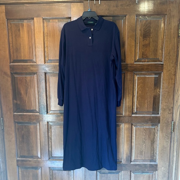 J. Crew Dresses & Skirts - J. Crew Navy Collared Long Sleeve Polo Shirt Dress Size XL 100% Cotton